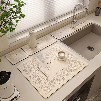 Versatile Non-Slip Drain Mat for Kitchen, Bathroom, and Countertops, Dries Quickly