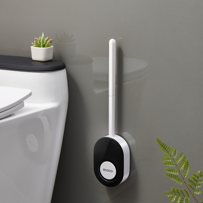 No-Drill Toilet Brush : Silicone Bristles, Magnetic Closure, Space-Efficient Design