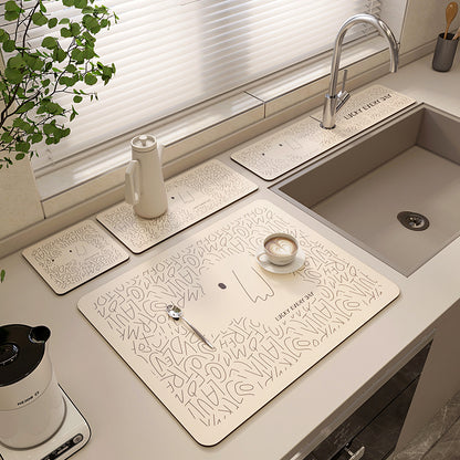 Versatile Non-Slip Drain Mat for Kitchen, Bathroom, and Countertops, Dries Quickly