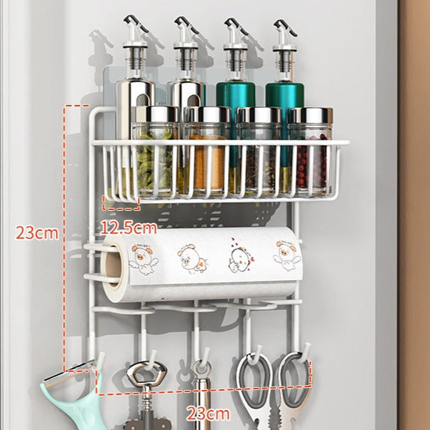 Refrigerator Side Storage Rack with Hanging Organizer