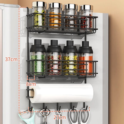 Refrigerator Side Storage Rack with Hanging Organizer