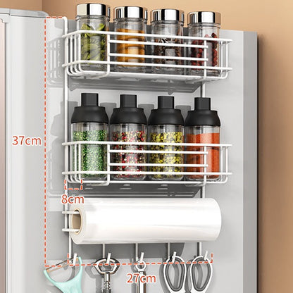 Refrigerator Side Storage Rack with Hanging Organizer