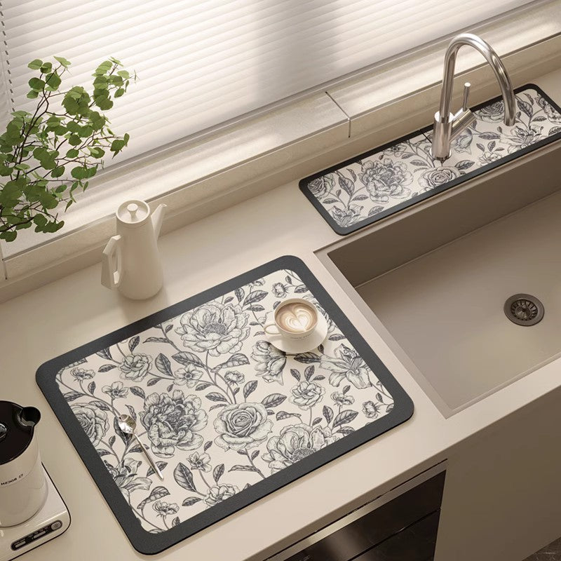 Versatile Non-Slip Drain Mat for Kitchen, Bathroom, and Countertops, Dries Quickly