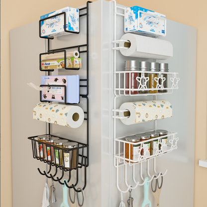 Refrigerator Side Storage Rack with Hanging Organizer