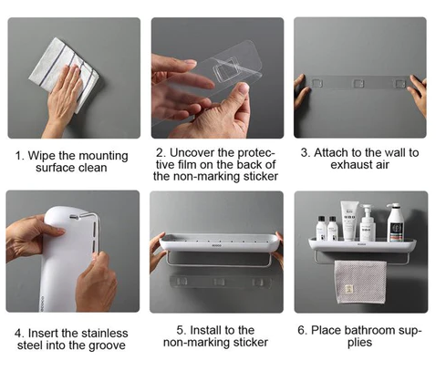 Effortless Installation Bathroom Shelf Adhesive Stickers –  Waterproof, and Secure Hold