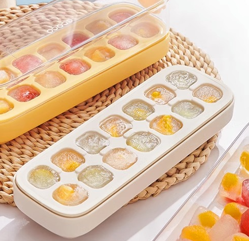 Press-Type Silicone Ice Cube Trays for Home Ice Storage and Making