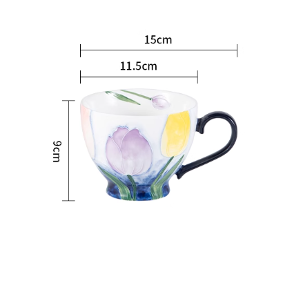 Elegant Floral Hand-Painted Ceramic Mug