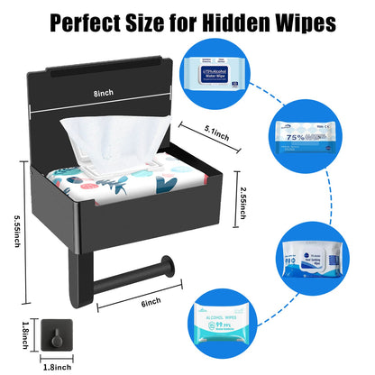 Stainless Steel Wet Wipes Holder, Tissue Box, Roll Paper Stand, and Versatile Phone Stand with Free Punching