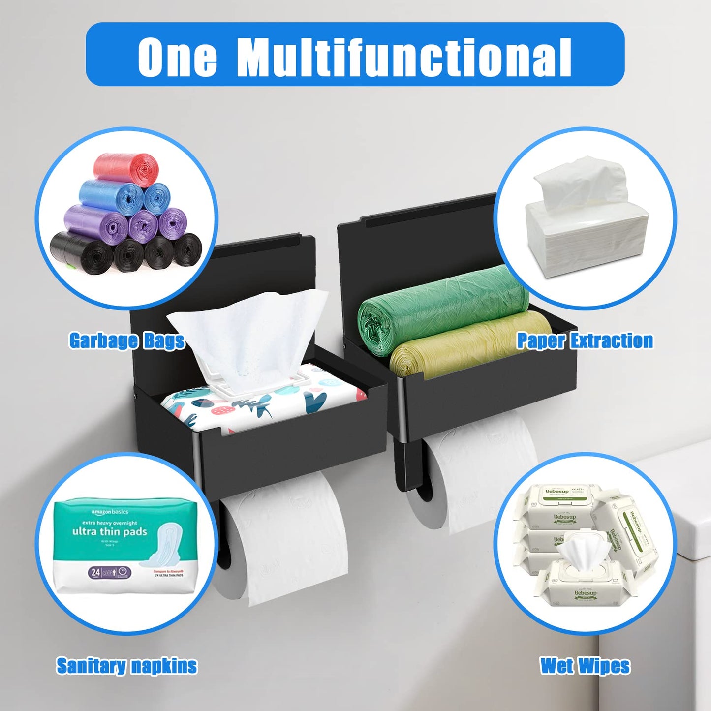 Stainless Steel Wet Wipes Holder, Tissue Box, Roll Paper Stand, and Versatile Phone Stand with Free Punching