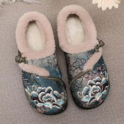 EmbroHome-Vintage Embroidered Cotton Slippers: Non-Slip Design