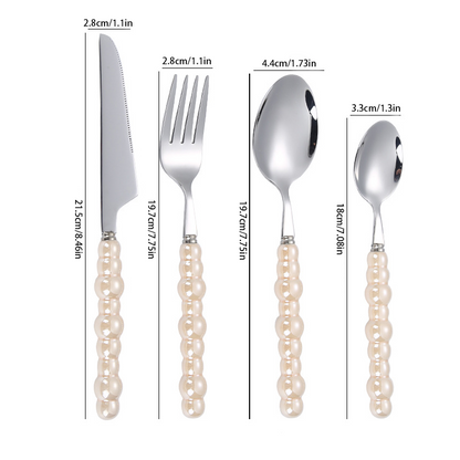 PearlGrace Pearl Handle Cutlery – 304 Stainless Steel Fork,Durable and Stylish