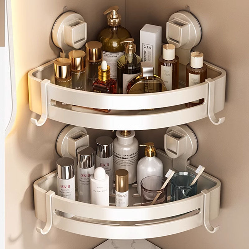 Suction Cup Space Aluminum Wall-Mounted Corner Storage Rack: No-Drill Installation