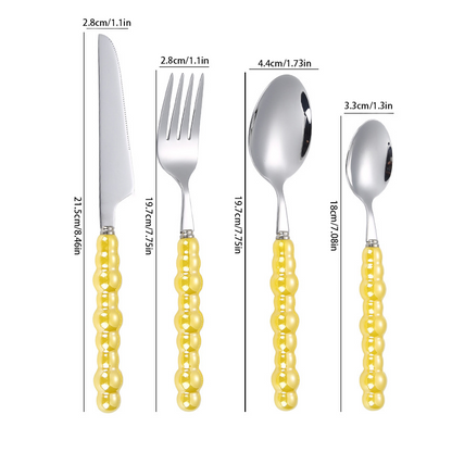 PearlGrace Pearl Handle Cutlery – 304 Stainless Steel Fork,Durable and Stylish