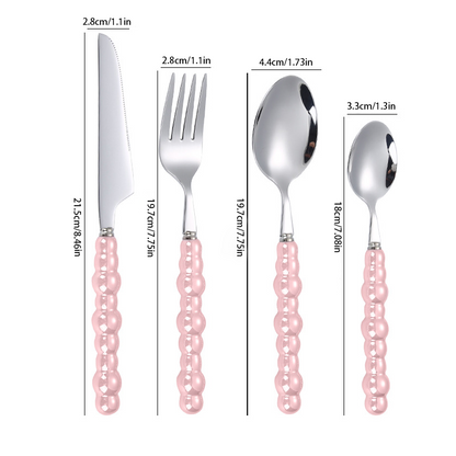 PearlGrace Pearl Handle Cutlery – 304 Stainless Steel Fork,Durable and Stylish