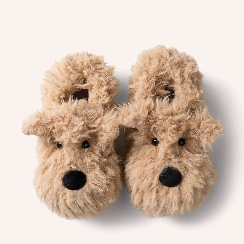 Plush Dog Cotton Slippers for Women – Non-Slip Design