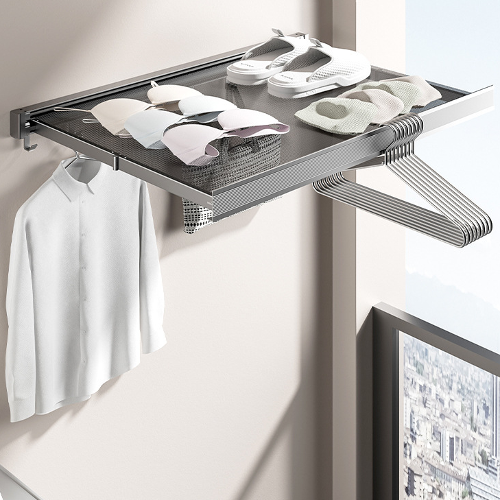 Space Aluminum Foldable Clothes Rack – No Drilling Needed